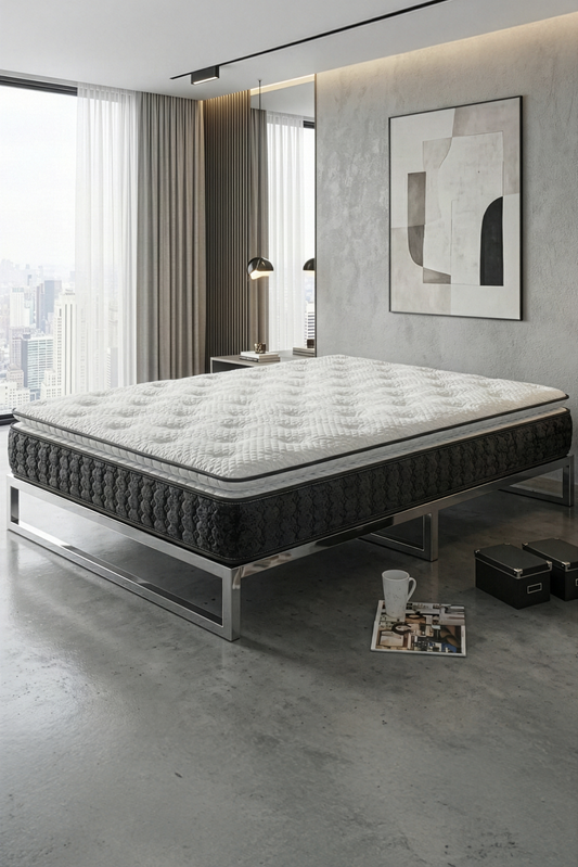 Antrasit Ultra Bel ve Sırt Destekli Ortopedik Lara Pedli Pocket Yaylı Tavşan Tüyü Kumaş Yatak