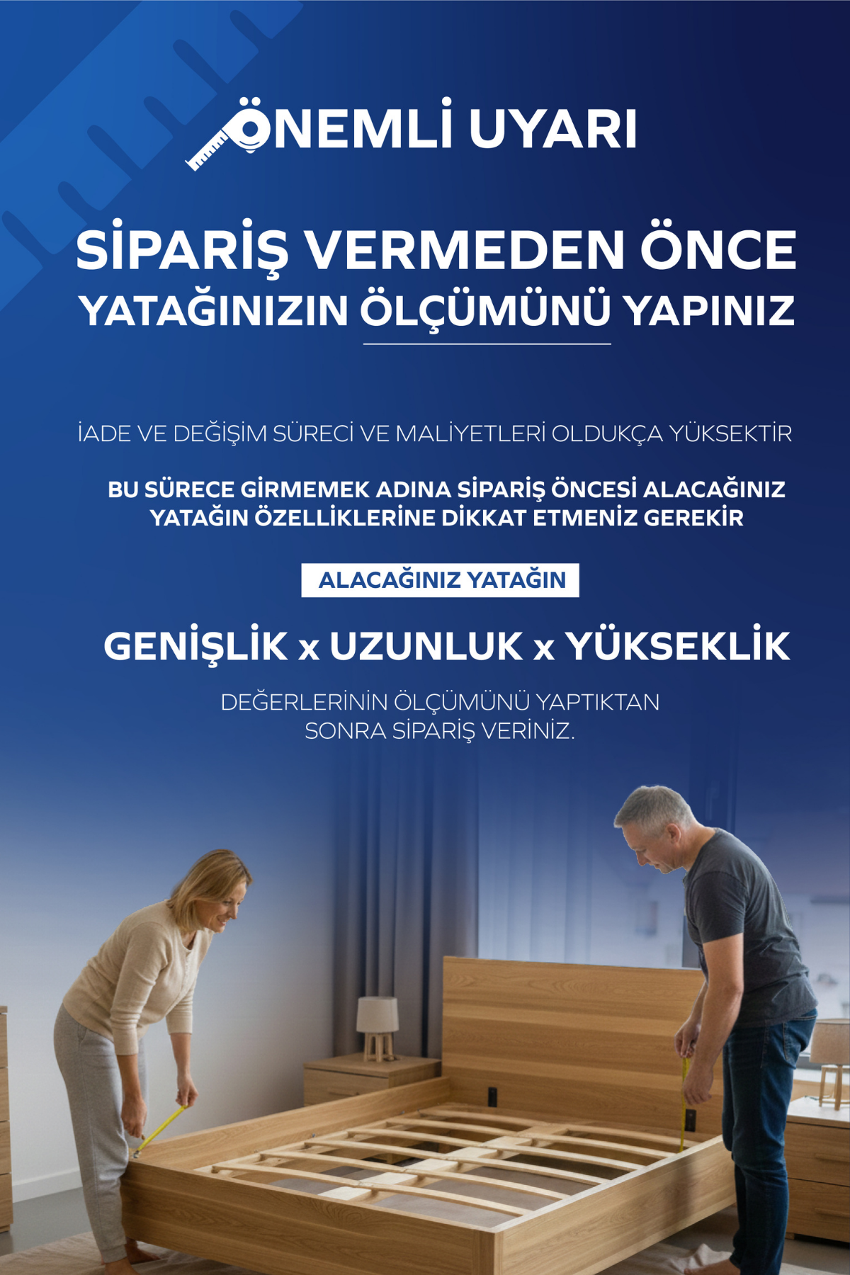 Mubah Yatak ölçü tablosu